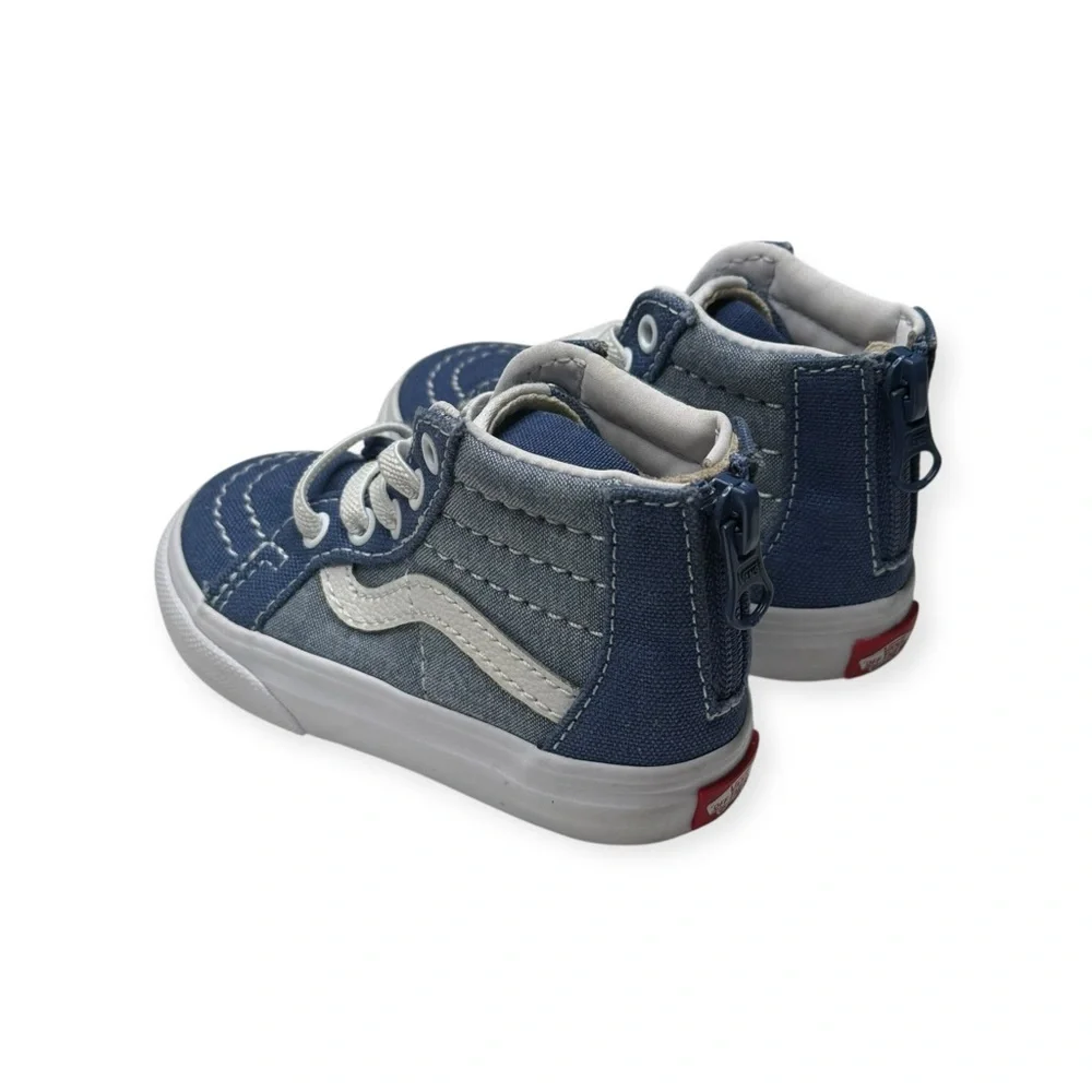 Vans ✌︎︎ Sk8-Hi Zip Baby Walker Skate Shoes Sneakers ✌︎︎Denim Chambray ✌︎︎ 5